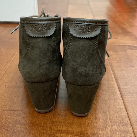 Mad Love Green Wedge Booties - Picture 4 of 7
